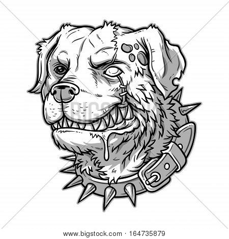 illustration of evil mad dog grinning teeth