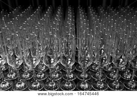 Photo of empty wine glasses onblack background