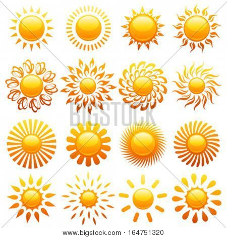Suns. Elements for design. Vector illustration.