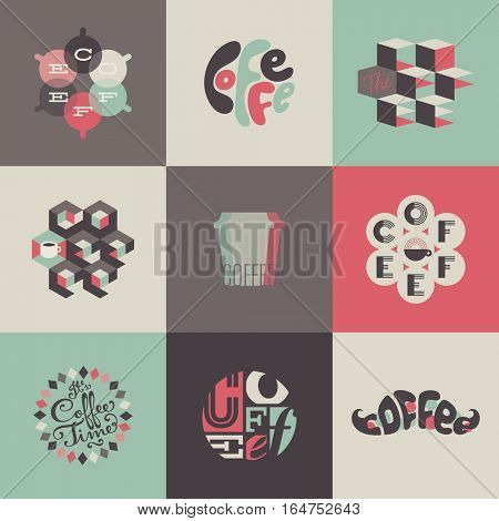Coffee emblems and labels. Set of design elements
