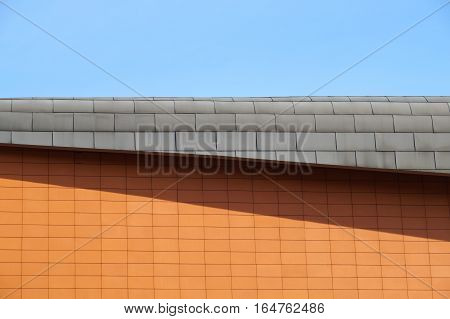 details of aluminum facade and aluminum panels on industrial building