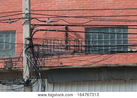 electrica power line & communications line in city