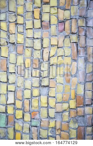 Mosaic tile background. Mosaic decoration in different colors. Abstract texture of byzantine smalt in old tradition.