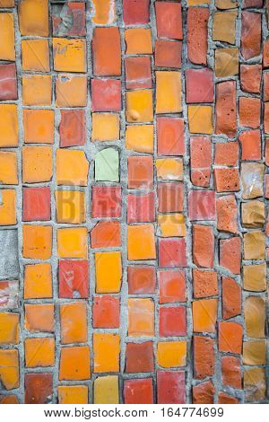 Mosaic tile background. Mosaic decoration in different colors. Abstract texture of byzantine smalt in old tradition.