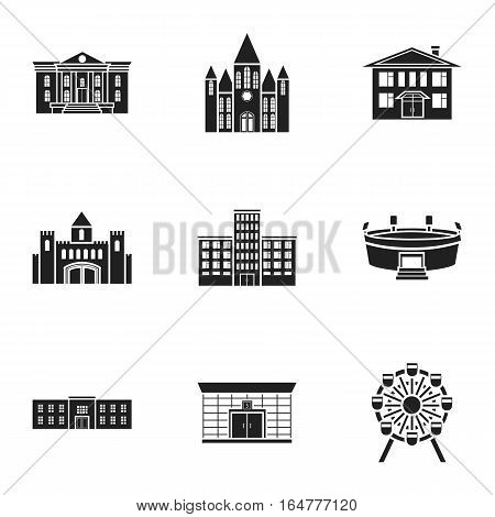 Building set icons in black style. Big collection of building vector symbol stock