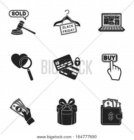 E-commerce set icons in black style. Big collection of e-commerce vector symbol stock