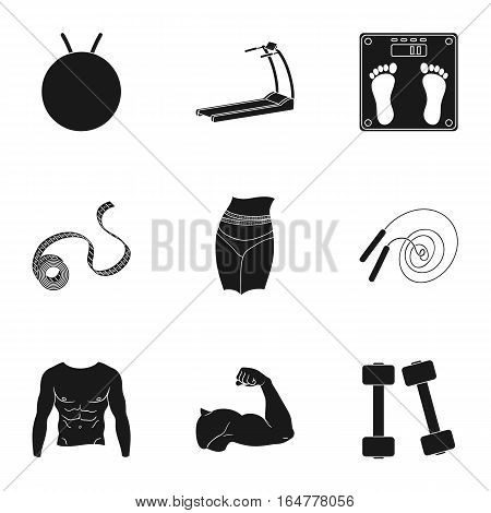 Sport and fitness set icons in black style. Big collection of sport and fitness vector symbol stock
