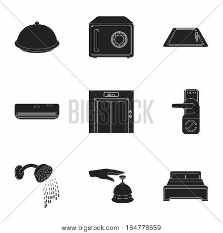Hotel set icons in black style. Big collection of hotel vector symbol stock