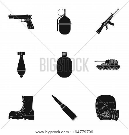 Military and army set icons in black design. Big collection of military and army vector symbol stock illustration
