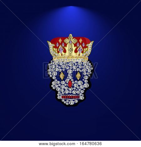 skull with a crown of precious stones