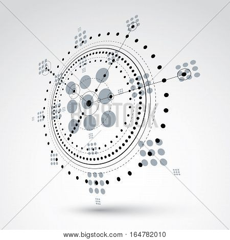 3d engineering technology vector backdrop. Futuristic technical plan mechanism. Monochrome mechanical scheme dimensional abstract industrial design can be used as website background.