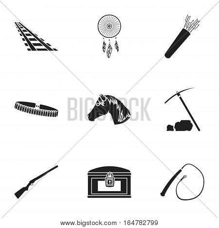 Wild west set icons in black style. Big collection of wild west vector symbol stock