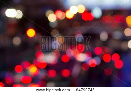 Defocused night city street lights bokeh background