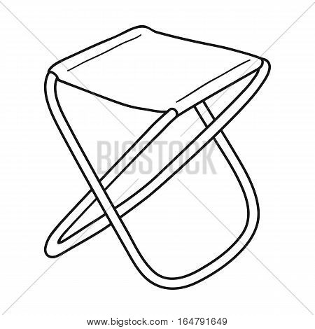 Folding stool icon in outline design isolated on white background. Fishing symbol stock vector illustration.