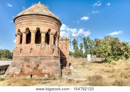 Bitlis, Turkey - September 28, 2013: Emir Bayindir Kumbet (tomb) is a mediaval Seljuk mausolem