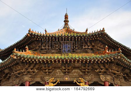 Shenyang Imperial Palace (Mukden Palace) Dazheng Hall, Shenyang, Liaoning Province, China. Shenyang Imperial Palace is UNESCO world heritage site built in 400 years ago.