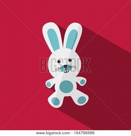 White and blue bunny with shade on red background