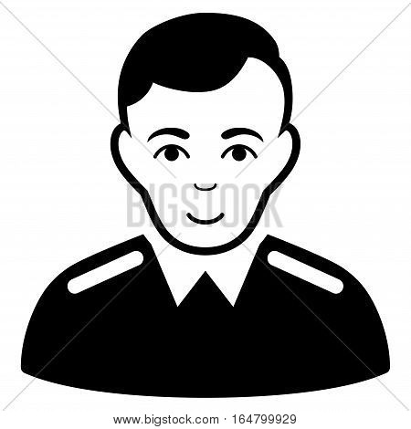 Officer vector icon. Flat black symbol. Pictogram is isolated on a white background. Designed for web and software interfaces.