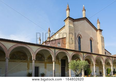 GRAZIA,ITALY-JULY 4,2015:View of the sanctuary of the Blessed Virgin of Graces in the small village of Grazie near the river Mincio.