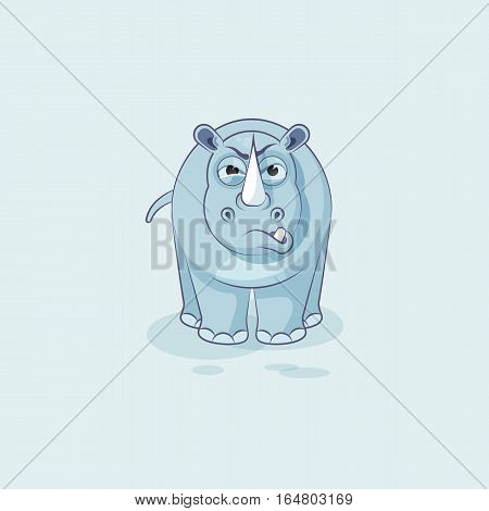 Vector Stock Illustration isolated Emoji character cartoon rhinoceros sticker emoticon with angry emotion for site, info graphics, video, animation, websites, e-mails, newsletters, reports, comics