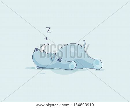 Vector Stock Illustration isolated emoji character cartoon rhinoceros sleeps on the stomach sticker emoticon for site, info graphics, video, animation, websites, e-mails, newsletters, reports, comic