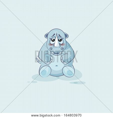 Vector Stock Illustration isolated emoji character cartoon rhinoceros embarrassed, shy and blushes sticker emoticon for site, info graphics, video, animation, websites, mail, newsletters, reports