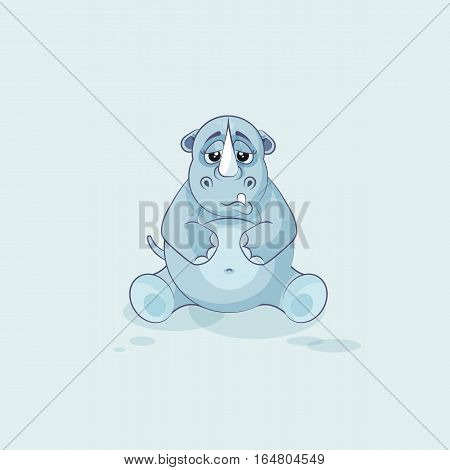Vector Stock Illustration isolated emoji character cartoon rhinoceros sad and frustrated sticker emoticon for site, info graphics, video, animation, websites, e-mails, newsletters, reports, comics