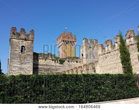 Castle of Lazise at Garda lake, Veneto, Italy