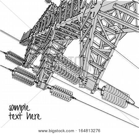 Power Transmission Line, vector illustration. Isolated on white background