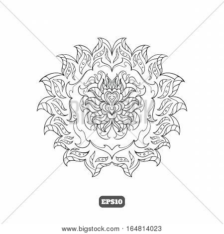 Black And White Image Of An Unusual Flower.
