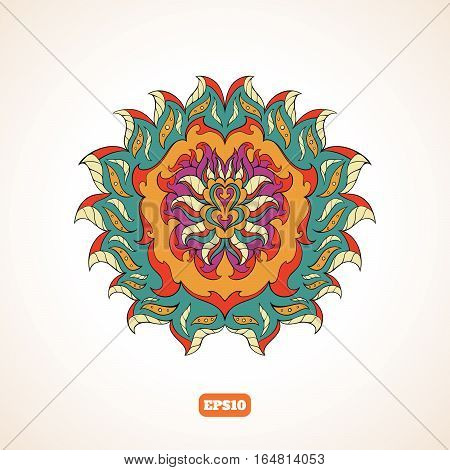 Bright Abstract Floral Pattern In Ethnic Style.