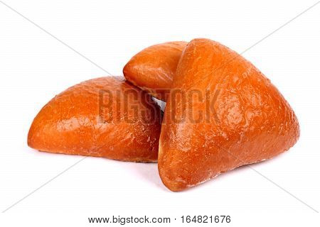 Triangle pirozhki isolated over clear white background