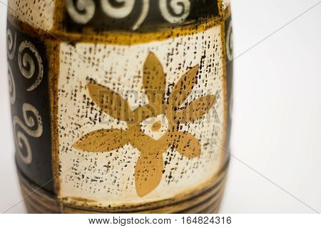 Indian vase hand-maid, vintage hand-painted on a white background