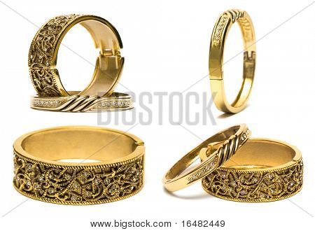 흰 배경에 고립 된 황금 팔찌