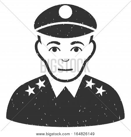 Army General grainy textured icon for overlay watermark stamps. Flat symbol with dirty texture. Dotted vector gray ink rubber seal stamp with grunge design on a white background.