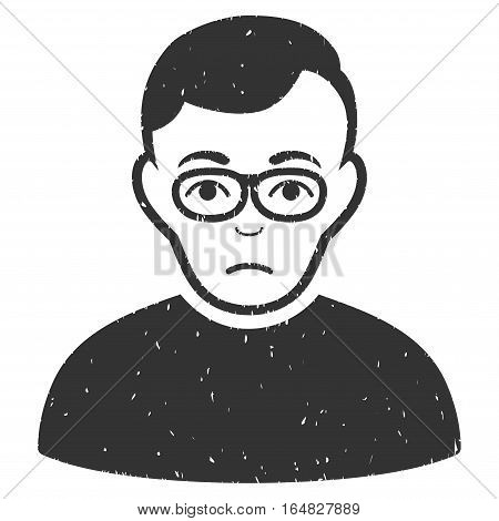 Downer grainy textured icon for overlay watermark stamps. Flat symbol with dust texture. Dotted vector gray ink rubber seal stamp with grunge design on a white background.