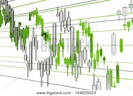 Clean Forex Market Stat Graphs Concept 3D Rendered Illustration. Global Currency Market.