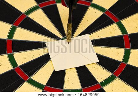 Darts With Dart Which Was Pinned A Sheet Of Paper For Labels