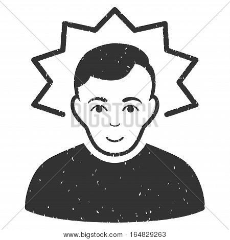 Inventor grainy textured icon for overlay watermark stamps. Flat symbol with dirty texture. Dotted vector gray ink rubber seal stamp with grunge design on a white background.