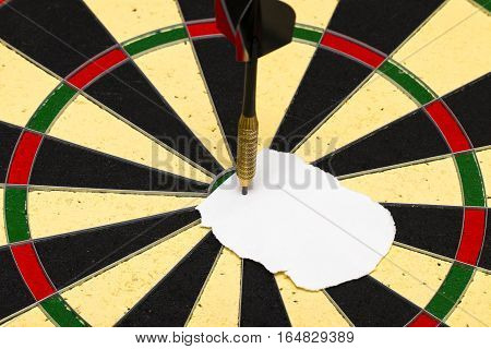 Darts With Dart Which Was Pinned A Sheet Of Paper For Labels