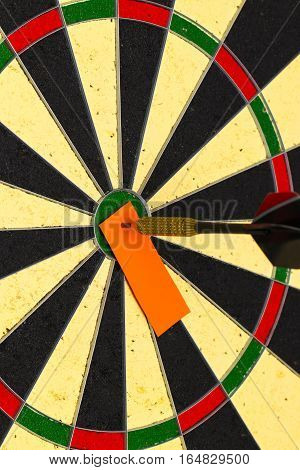 Darts With Dart Which Was Pinned A Sheet Of Paper For Labels