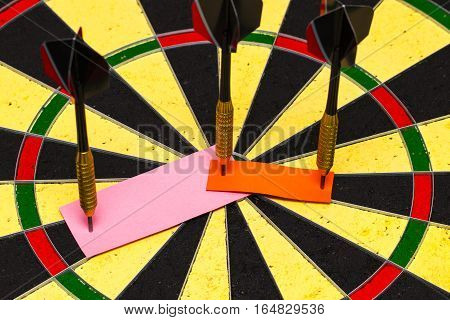 Darts With Dart Which Was Pinned A Sheet Of Paper For Labels