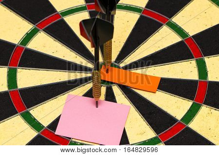 Darts With Dart Which Was Pinned A Sheet Of Paper For Labels