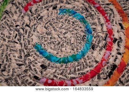 Sewn Circles of Fabric quilted together in spirals