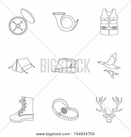 Hunting set icons in outline style. Big collection of hunting vector symbol stock