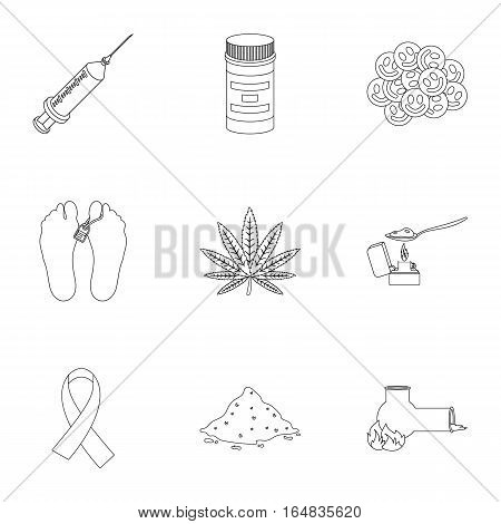 Drugs set icons in outline style. Big collection of drugs vector symbol stock