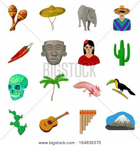 Mexico country set icons in cartoon style. Big collection of mexico country vector symbol stock