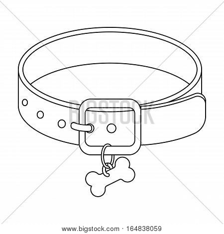 Dog collar icon in outline design isolated on white background. Veterinary clinic symbol stock vector illustration.