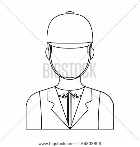 Jockey icon in outline design isolated on white background. Hippodrome and horse symbol stock vector illustration.