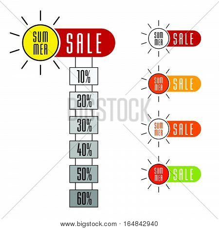 Summer Sale Sign Set With Sun Design Illustration